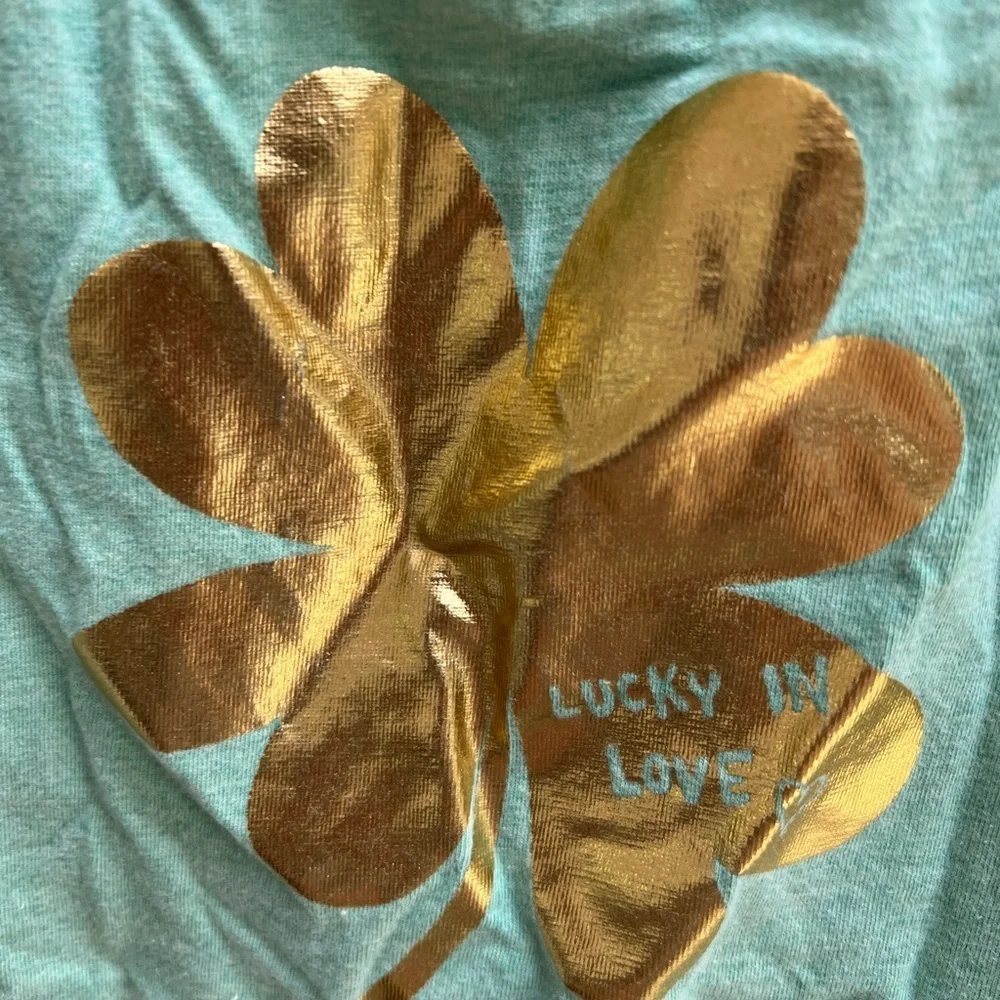 Gymboree 12-18M Lucky in Love Green and Gold St Patrick’s Day Short Sleeve Shirt